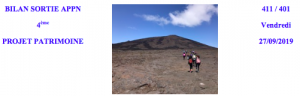 Bilan de la sortie avec les classes de 401 et 411 au Volcan